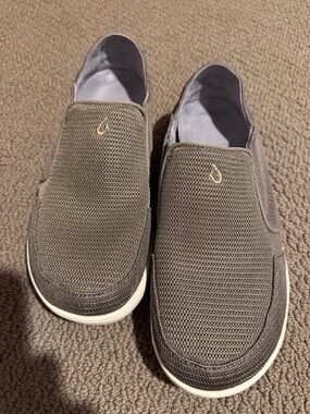 OluKai Men's Slip-On Mesh Loafers - Olive Brown